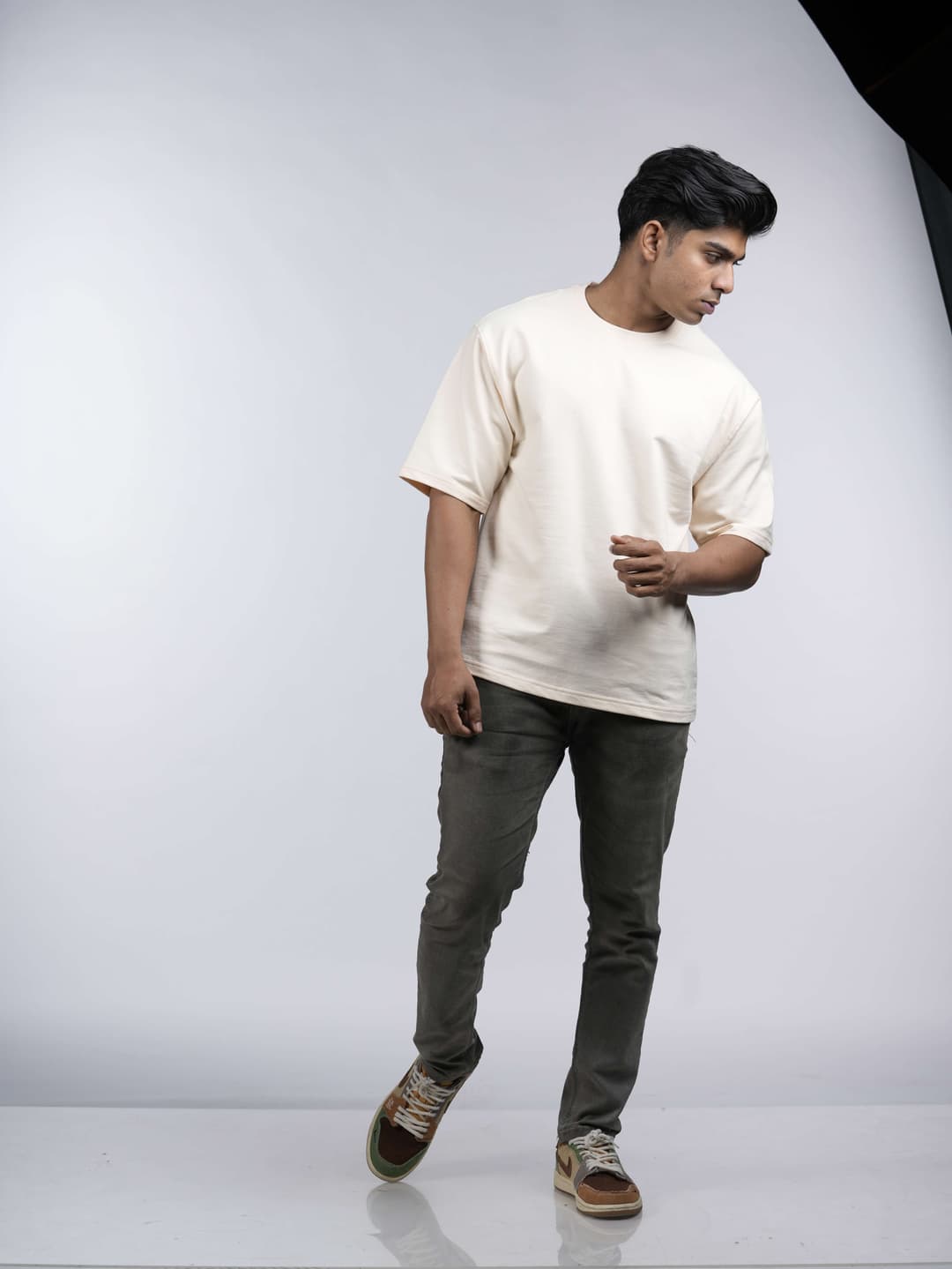 Plain Oversized Tee - Beige